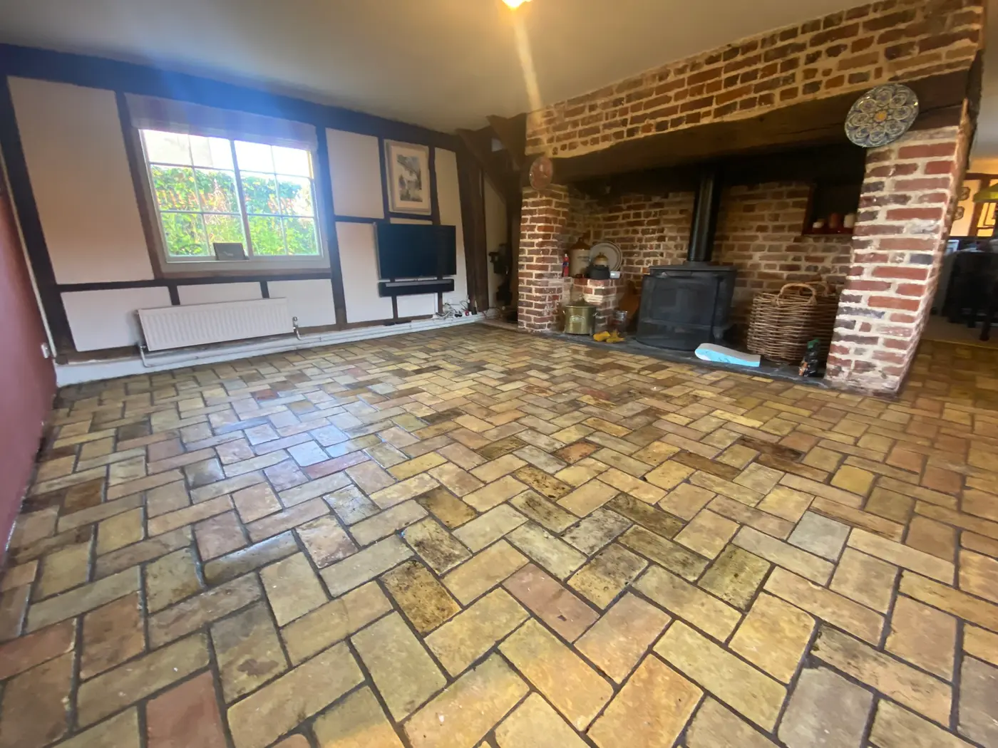 brick floor cleaning